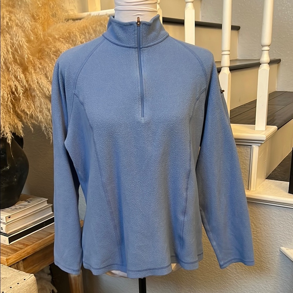 L.L. Bean Blue Fleece Quarter Zip Pullover Womens Large